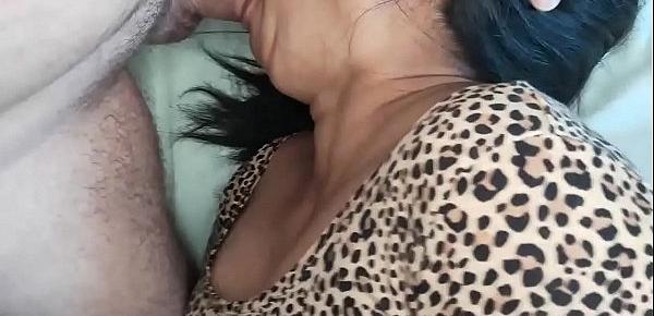  Asian wife showing off pussy and sucking cock